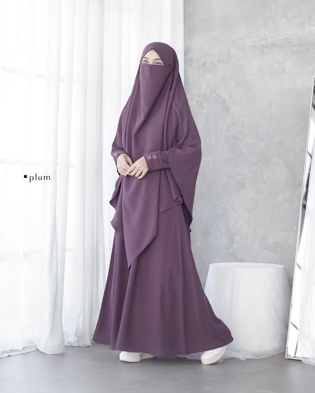 Gamis  Abaya Ayara Terbaru Gamis One Sat Khimar Bahan Crinkle Airflow Cocok Buat Umroh Haji Lebaran Muslim Wanita Syari Kondangan Dress Remaja Dewasa Nyaman 3