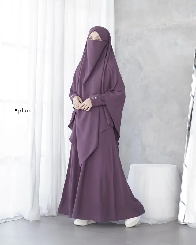 Gamis  Abaya Ayara Terbaru Gamis One Sat Khimar Bahan Crinkle Airflow Cocok Buat Umroh Haji Lebaran Muslim Wanita Syari Kondangan Dress Remaja Dewasa Nyaman 3