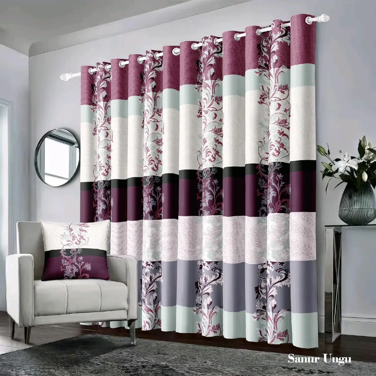 Gorden smokring 12 ring varian motif dan warna free tali/Gorden pintu/jendela/Tirai trend kekinian Curtain Dekorasi