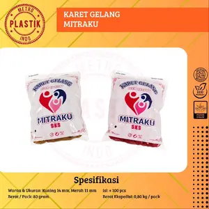 Karet / Karet Gelang Kuning / Merah / Karet Mitraku 11mm 80gr / Karet Murah / Karet Ikat Warna Merah & Kuning