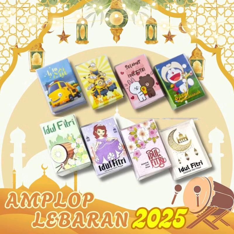 [ Isi 50pcs Pilih Motif Ready Chat Kami ] Angpau Lebaran Motif Kartun Lucu Isi 50pcs | Amplop Hari Raya Idul Fitri | Amplop Angpao Lebaran | Amplop THR Ukuran M & L Motif 1