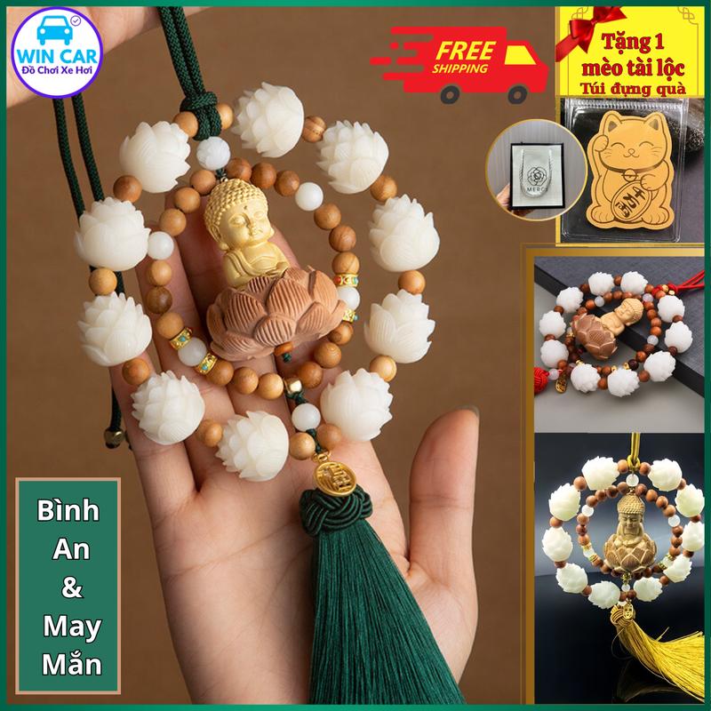 Khánh Phật Liên Hoa Gỗ Hoàng Dương Trang Trí Ô Tô, xe Hơi, Bàn Làm Việc - vạn dặm bình an, may mắn , treo xe , decor