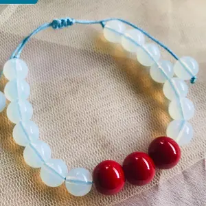 Gelang Bracelet Batu Blue Moon mix Coral - Aksesoris