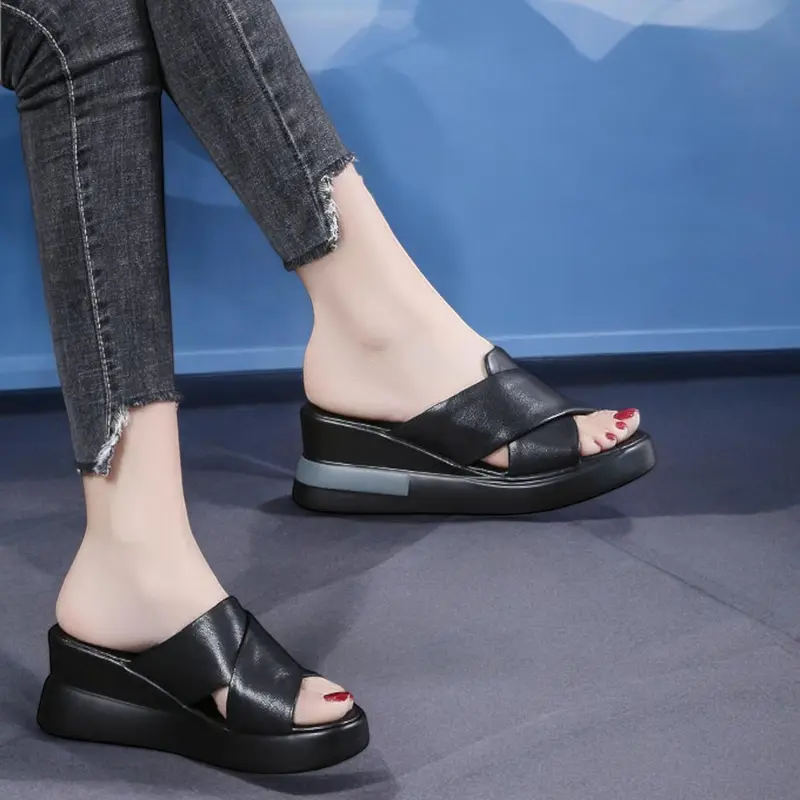 TERLARIS Sandal Wedges Wanita Viral Kekinian 2024 / Sendal Cewek Remaja Dewasa TERMURAH Karet 2