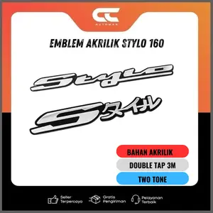 EMBLEM STYLO 160 SEPASANG KANAN KIRI DOUBLE LAYER MIRROR TIMBUL 3D