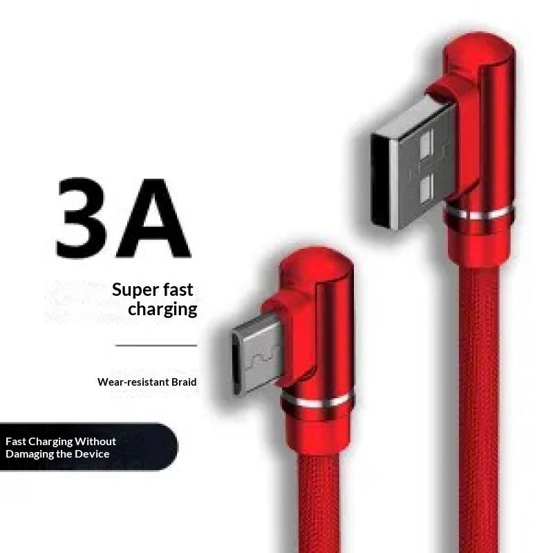 Dây sạc góc kép 3A cho iPhone, sạc nhanh và bền bỉ