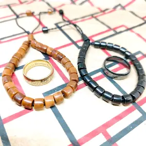 Gelang kaokah marjan 27 butir & cincin titanium tauhid kualitas premium