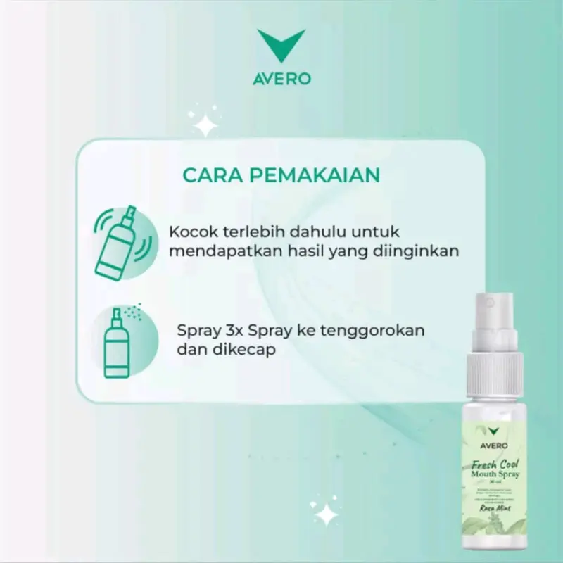 AVERO Fresh Cool Mouth Spray, AVERO Sweet Gum Mouth Spray, Parfum Mulut BPOM, 100% Original dan Best Seller 4