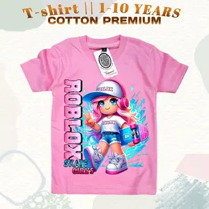 Kaos Distro Baju Anak Perempuan Motif Roblox Skate Usia 1-10 Tahun Fashion Katun 30s