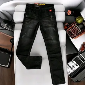 Celana panjang skiny jeans polos black wosh/celana panjang jeans street/celana panjang jeans pria terbaru slimfit denim murah Biru High Ripped Nyaman Muda Skinny Stretch