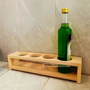 Rak Botol Kayu Tempat Naruh Botol Sirup DLL 3-5 Lubang Kayu Solid Diameter 7cm Kitchenware Dapur Tampilan Alami