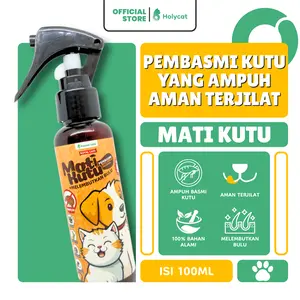 Holycatlabs Spray Herbal Kutu Kucing Anjing Aman terjilat Bulu Lembut Halus 100 ML