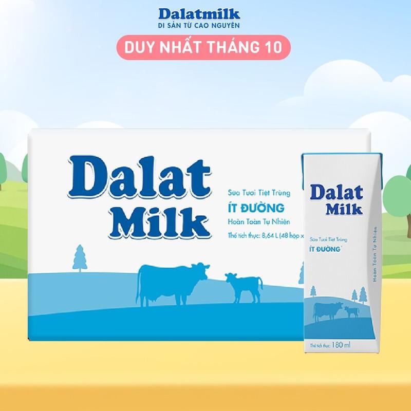 [Affiliate] Thùng 48 hộp sữa tươi tiệt trùng ít đường Dalatmilk 180ml (180ml x 48)