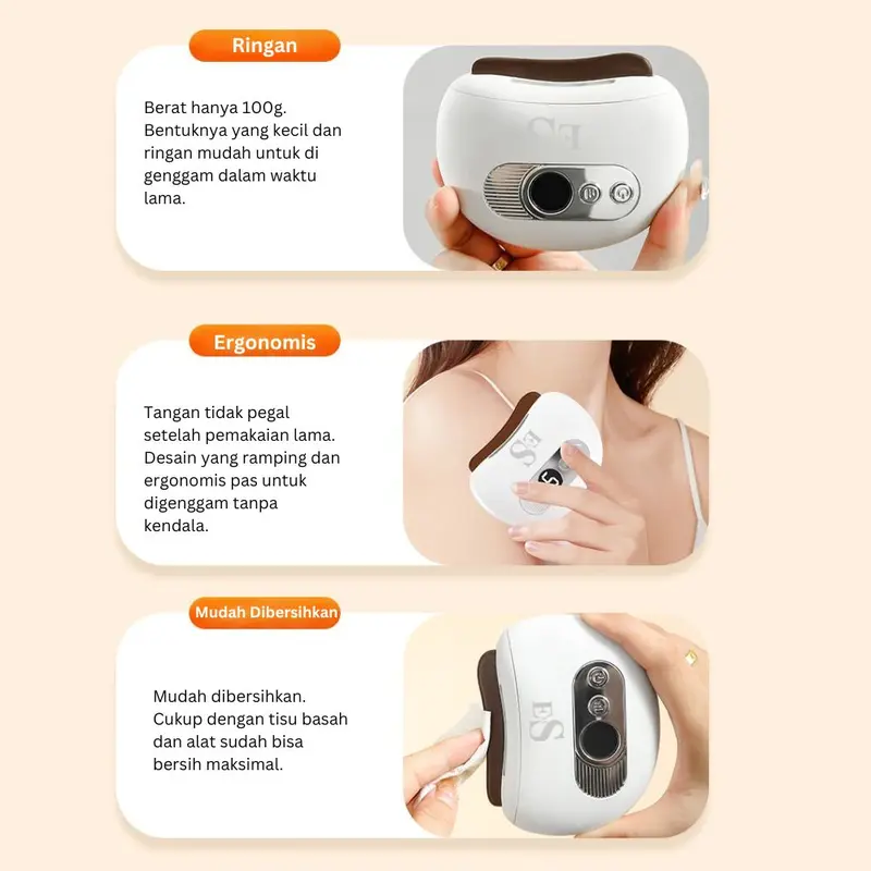 GUASHA Alat Pijat Elektrik Face Massage Electric Massager Green - Natural Bianstone 2in1 Fisioterapi Scraping Kerikan Kerokan badan dan wajah Facial Mengencangkan Perawatan Muka 6