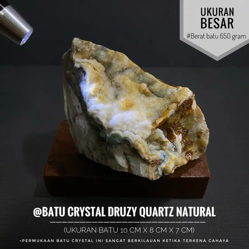 Batu Crystal Druzy Quartz Natural L73 atau Batu Kristal Druzy Quartz atau Clear Crystal Druzy Quartz Stone atau Batuan Mineral