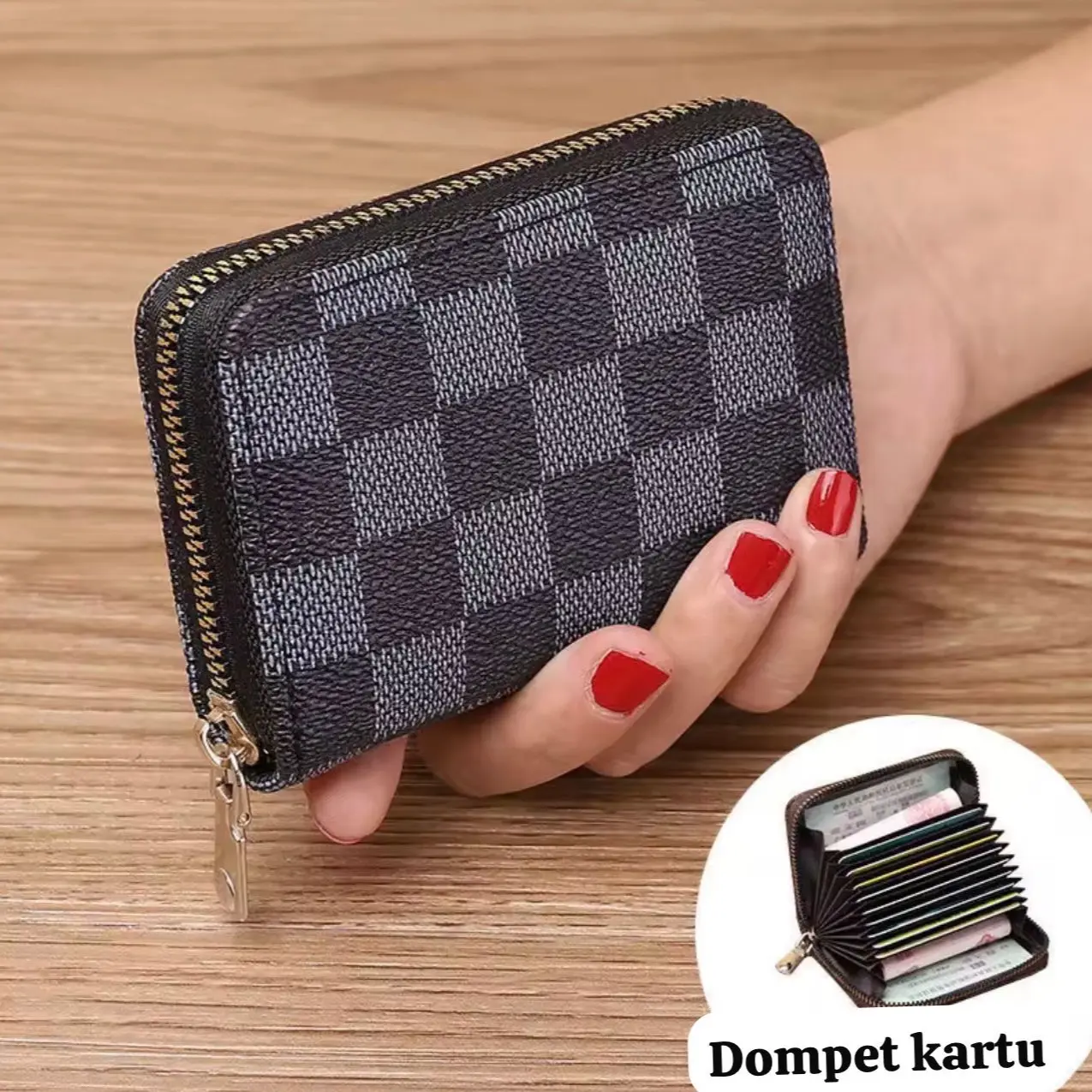 ￼Dompet Kartu Wanita / Dompet Fashion / Dompet Motif Resleting / Dompet Kartu Kulit Mini / Dompet Uang