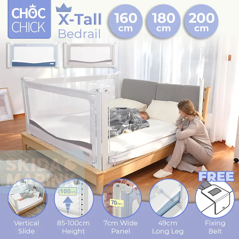 Choc Chick Extra Tall 200cm/180cm/160cm Bedrail Pembatas Pelindung Tempat Tidur Anak Dewasa Bayi Bed 0