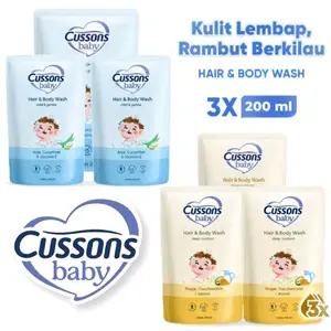 (DAPAT 3 PCS) Cussons Baby Hair & body Wash KEMASAN REFILL 200ml - Sabun Mandi Bayi Lembut Dimata