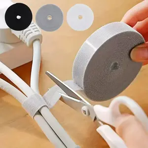 3M Hook and Loop Fastener Cable Organizer Cable Ties Wire Winder Keeper USB Cables Management Protector Earphone Mouse Cord Ties - White 3PCS