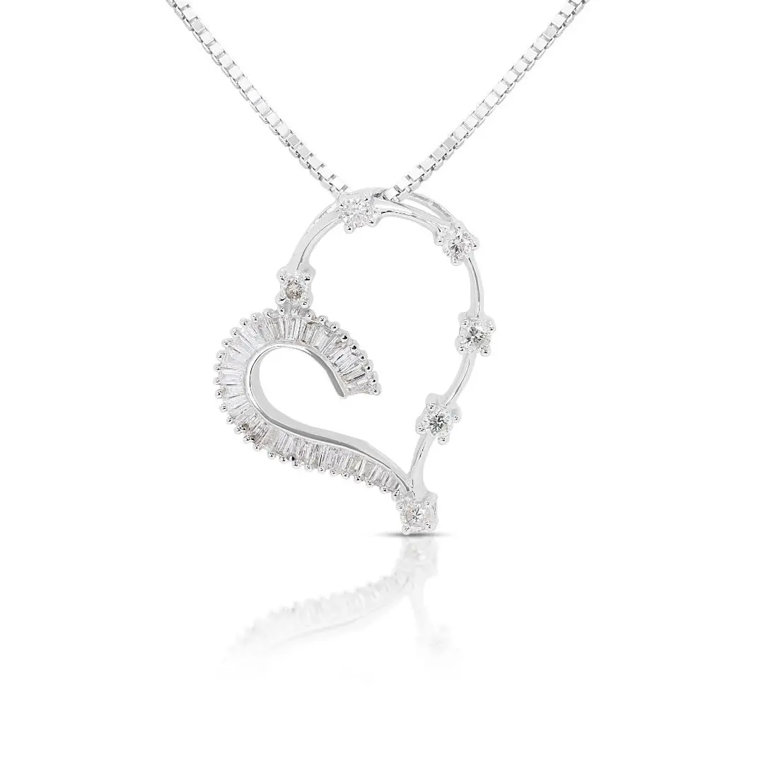 Pretty 0.41ct Diamonds Heart Pendant in 18K White Gold (Chain Not Included)