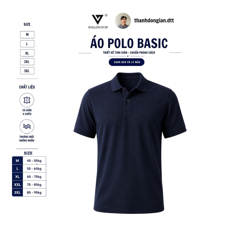 [POLOVIVIP x Thành Đơn Giản] Áo Polo Nam Trơn chất liệu Cá Sấu Mềm Mịn, Mát, Co Giãn 4 Chiều - POLOVIVIP