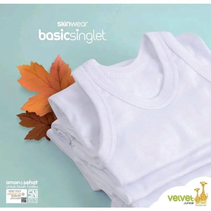 LIBBY VELVET JUNIOR Singlet / Kaos Dalam Bayi / Baby| Baju Bayi / Perlengkapan Bayi Baru Lahir 3