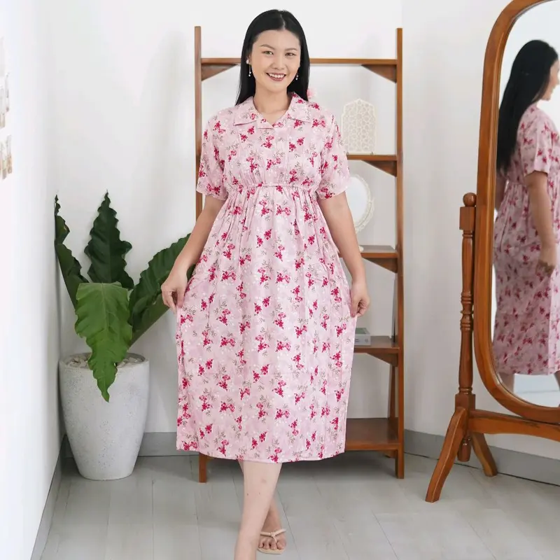 Quila homewear daster collection Nerissa series rayon premium mahira dailywear Motif Twill Cantik Busui Ibu Kancing 6