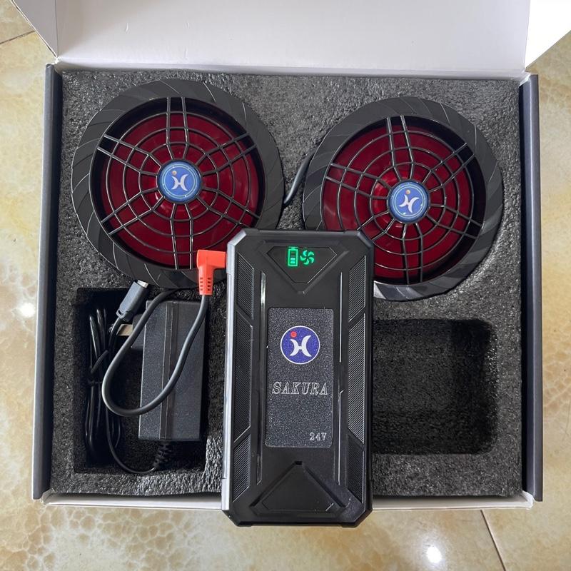 Bộ phụ kiện áo điều hòa SAKURA 24V 5 cấp gió (hàng xịn) gồm : Pin 96000mah 24V+ sạc nhanh+ quạt 9 cánh️ (10-12h)