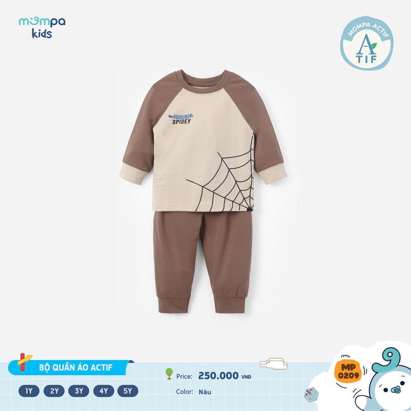 CFV Bộ quần áo dài tay cho bé Mompa 1 đến 5 tuổi vải Cotton Actif mềm mại co giãn MP 0209+0210+0211 M25 DQ