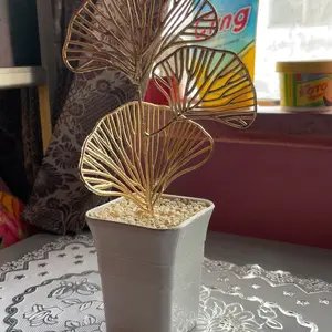 Bunga Gold Vas Kotak Estetik COD