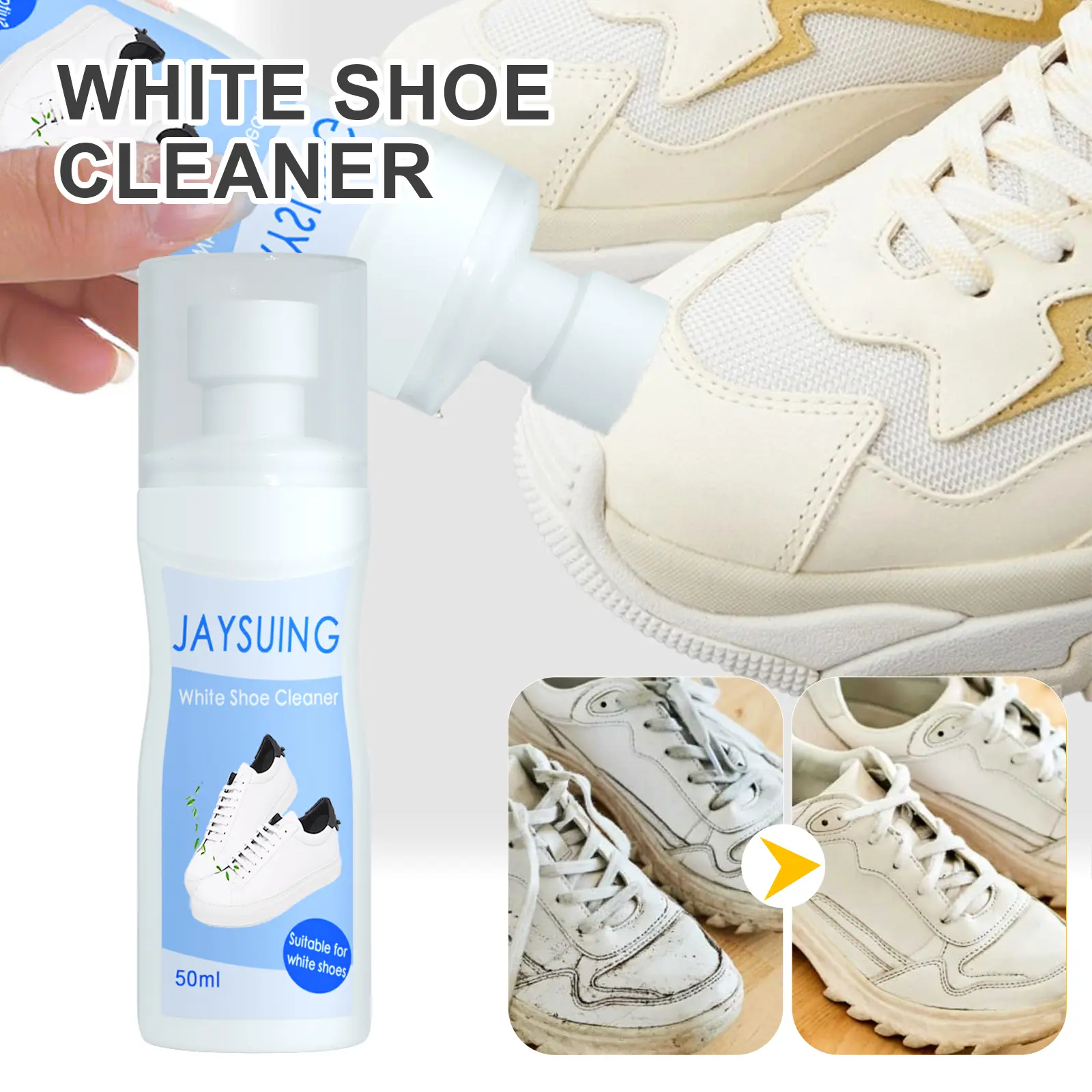 Magic Cream Shoes Cleaner Whitening Shoes Cleaner Cream Polish Cream Cairan Pemutih Pembersih Sepatu Sneakers Penghilang Noda Sepatu Pemutih Semir Sepatu Putih