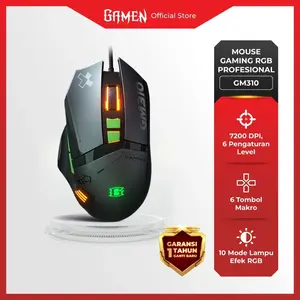 GAMEN Pro Wired  Kabel Mouse  Computer   GM310 RGB 7200 DPI With 6 Macro Button Original - Garansi 1 Tahun