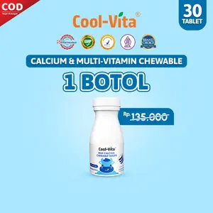 [FS] Cool-Vita 1 Botol Calcium Chewable 30 Tablet Kunyah Vitamin Tinggi Rasa Susu Bantu Tinggi dan Dukung Pertumbuhan Tulang Secara Optimal untuk Anak dan Dewasa | BPOM & HALAL