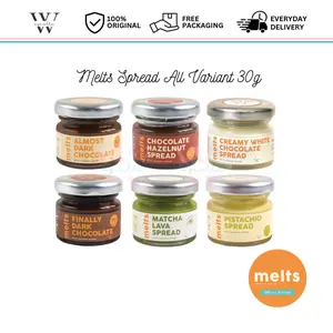 Melts Spread 30g - Almost Dark Chocolate | Finally Dark Chocolate | Chocolate Hazelnut | Matcha Lava | Pistachio | Creamy White Chocolate - Melts Spread - Selai Melts - Selai Coklat - Selai Kacang