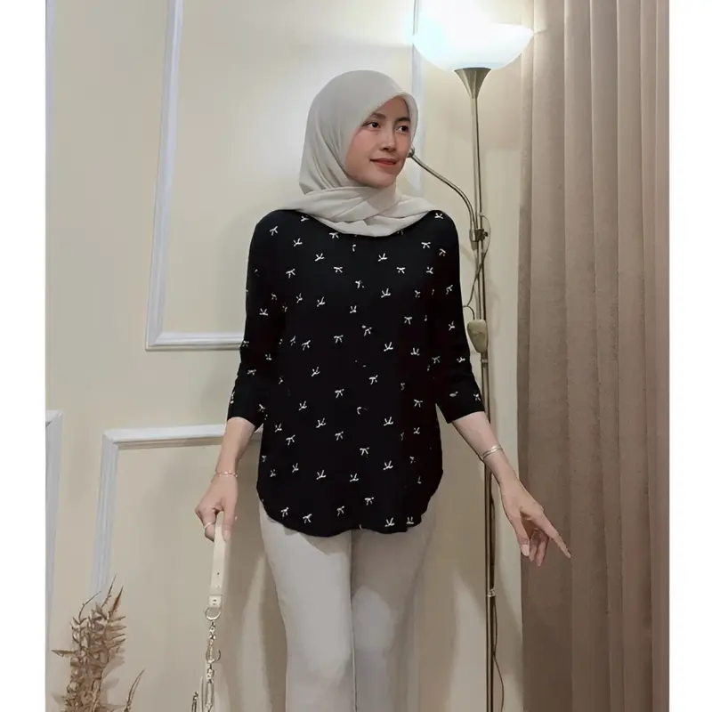 DAILY TOP SALUR // KEMEJA WANITA RAYON SALUR OVER SIZE LENGAN 3/4 LD 120 2