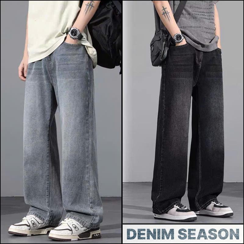 ELMEN.CLOTHING Quần Jean Nam Retro Form Suông Đứng Chất Vải Denim Mềm Mịn Cao Cấp Menswear Pants Có Túi Phong Cách Hàn Quốc Cho 4 Mùa