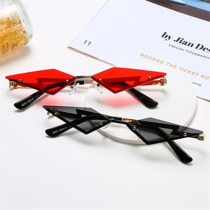 Rimless Lozenge Sunglasses Fashion Colorful UV400 Polygon Sun Glasses Metal Frame Halloween Eyeglasses for for Women & Men 1