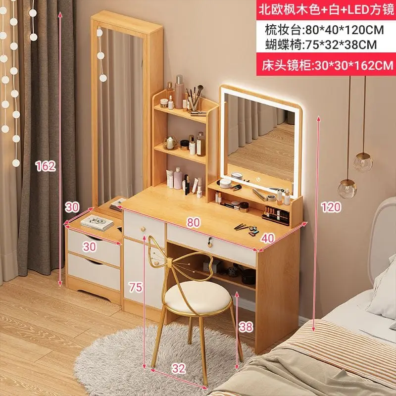 SG stock fast delivery Internet Celebrity Dressing Table Bedroom Modern Minimalist Storage Cabinet Integrated Mirror Can Receive Makeup Table Multifunctional Dresser Standing Mirror Full Length Mirror Full Length Full Length hot sale delivery Stand mirror