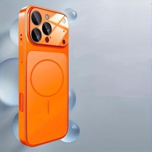 Funda premium de vidrio nano satinado y titanio para iPhone 17 Pro/Pro Max, 16, 15, 14, 13 Pro Max. Carcasa de vidrio genuino, compatible magnéticamente para carga inalámbrica, protección contra impactos y caídas.
