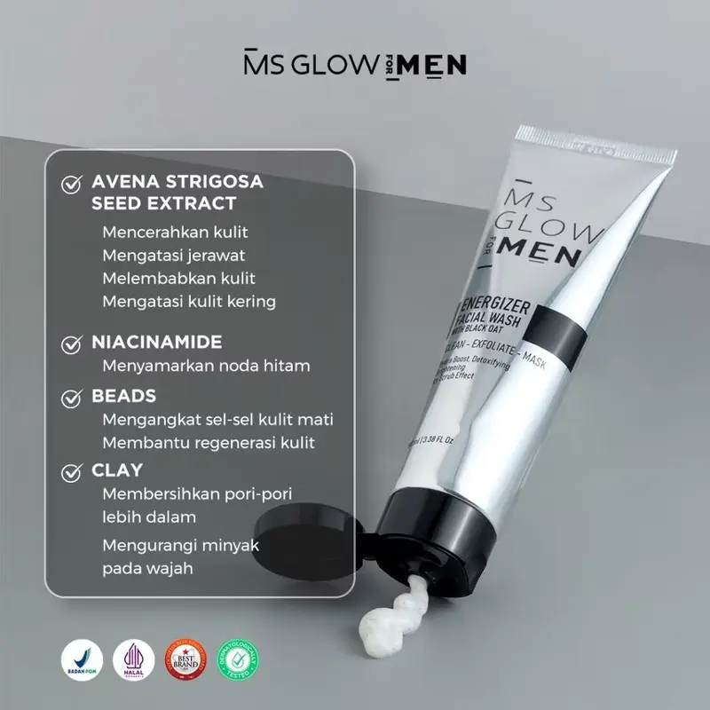 MS Glow For Men Skincare Paket Complete Maskulin Perawatan Pencerah Wajah Pria Facial Wash Cream Serum Sunscreen Body Lotion Mencerahkan Menghilangkan Jerawat Dan Noda Hitam 2