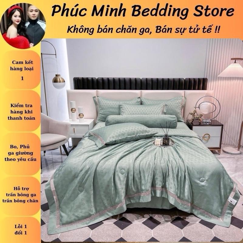 Set Lụa Cotton Vân Chìm Phủ Bóng + Chăn Trần Bông sẵn đủ bộ 5 món ( 2 vỏ gối nằm + 1 vỏ gối ôm + 1 grap + 1 chăn trần bông sẵn ) mềm mịn mát óng và bóng giặt máy mềm mại giặt máy thoáng khí
