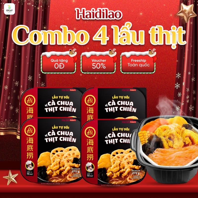   QUÀ TẶNG 0Đ  COMBO 2 & 4 Lẩu Tự sôi Haidilao Vị Thịt Chiên – Xương Hầm 