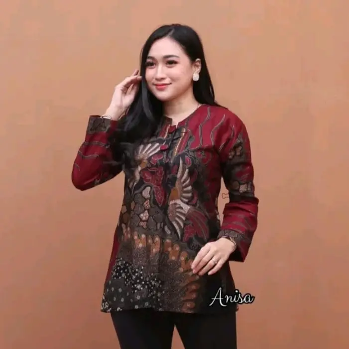 Bisa COD - Baju Batik Wanita Anak Remaja Dewasa Pakaian Atasan Blus Kerja Modern Baju Batik Wanita Terbaru Terlaris Cewek 1