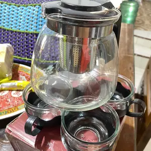 Teapot Set Teh 5 dalam 1 Kaca Matahari Tempat Teh atau Kopi dengan Desain Elegan dan Fungsi Multifungsi Tea Bahan Kaca Matahari Cocok untuk Teh dan Kopi