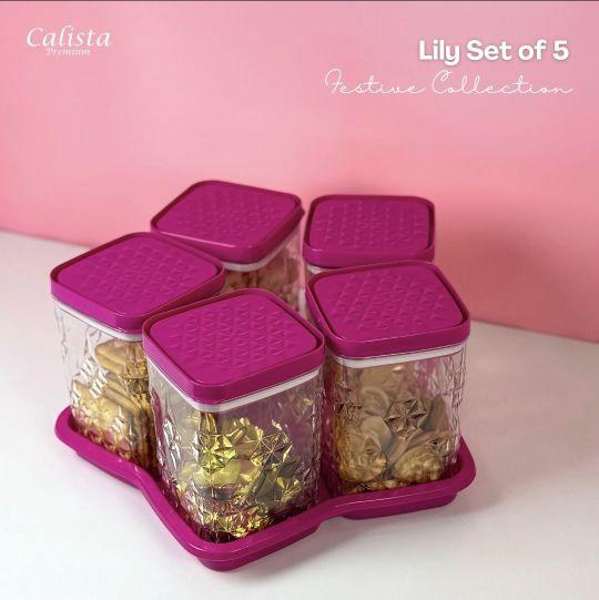 Calista Toples Lily Set of 6 Toples Kue Kering Kedap Udara Toples Kue Lebaran Set Dengan Nampan Calista Toples Lily Set of 6 Toples Kue Kering Kedap Udara Toples Kue Lebaran Set Dengan Nampan