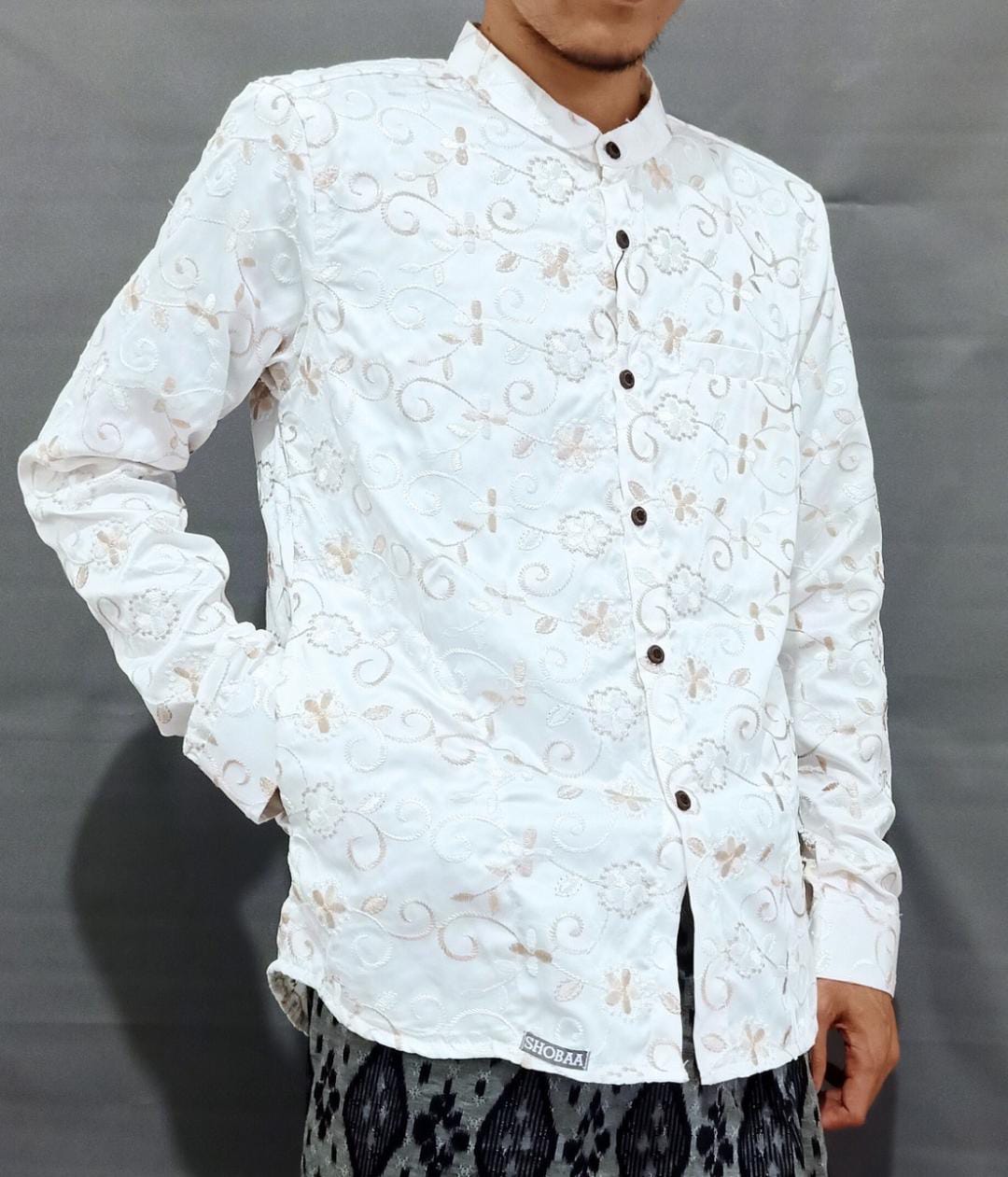 Baju Asb Kemko Brokat Shoba Putih Kembang Manset Slimfit Bordil - Panjang, Muslim Tangan seragam hadroh koko brokat full Pria Dewasa Bordir Baju Asb Kemko Brokat Shoba Putih Kembang Manset Slimfit Bordil - Panjang, Muslim Tangan seragam hadroh koko brokat full Pria Dewasa Bordir