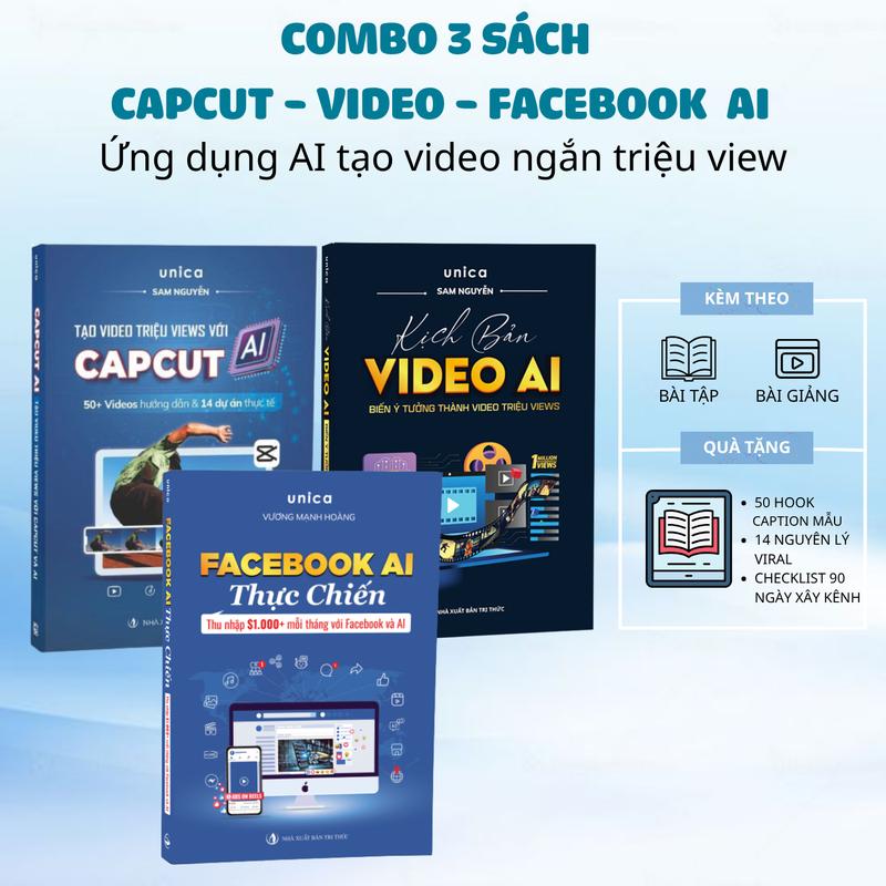 Combo 3 Sách Facebook - Capcut - Video Tăng Năng Suất và Thu Nhập trên Facebook…