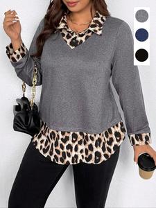 Conjunto de dos piezas de camisa estampada de talla grande para mujer, top de moda de verano, cómodo y elegante, perfecto para uso diario