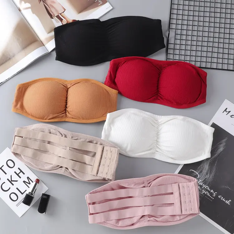 BRA541 Bra Tanpa Tali Pakaian Dalam Wanita Bra Tanpa Kawat Bustier Bandeau Pakaian Dalam Dada Seamless Busa Bh Kemben Top Tipis