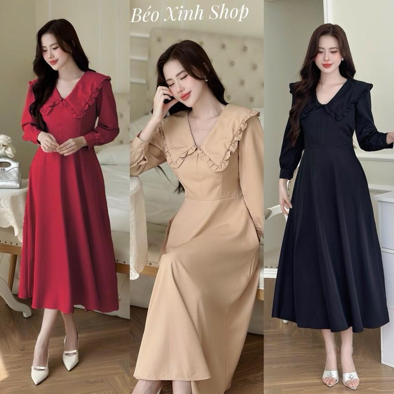 [Xả Kho] Thời Trang Bigsize Váy Tay Dài Cổ Sen 50 - 100Kg Dễ Thương Nữ Cotton Women Dress - A.1052